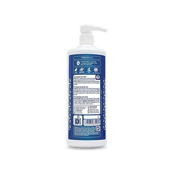 Valquer Profesional Total Repair Zero% Shampoo - Cheveux abîmés et secs 1000 ml [6 pack]