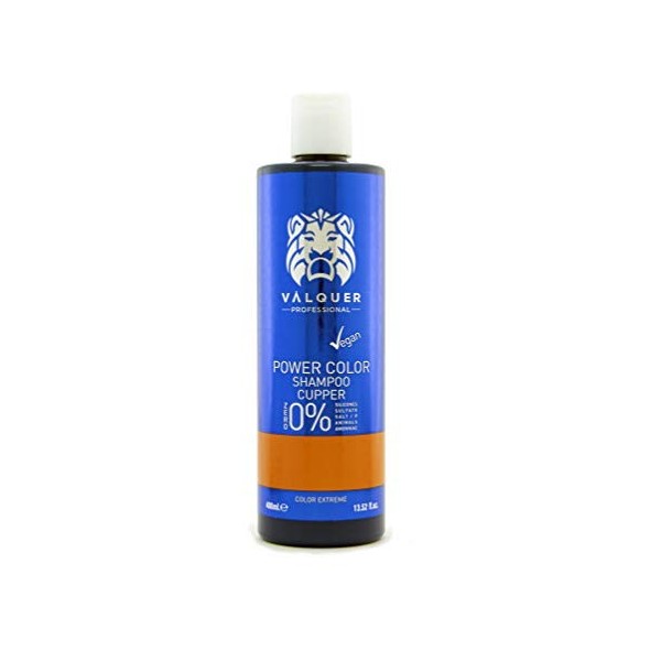 Valquer Professional Shampooing Power Color Cheveux Teints. Végétalien et sans Sulfate Cuivre - 400 Ml