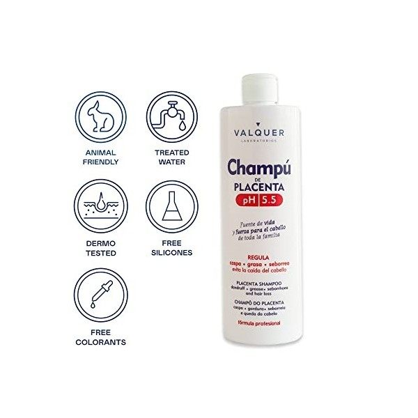 Válquer Shampooing Placenta. Shampooing Anti-chute. Traitement Alopécie – 500 ml