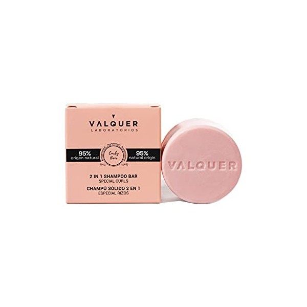 Valquer Laboratorios - 2 in 1 curly solid shampoo shampoo and conditioner - 95% natural ingredients - Curly hair - Vegan - 