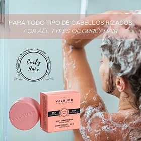 Valquer Laboratorios - 2 in 1 curly solid shampoo shampoo and conditioner - 95% natural ingredients - Curly hair - Vegan - 
