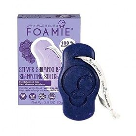 Foamie Shampoing solide déjaunissant pour cheveux blonds à lhuile de pépins de raisin, shampoing bleu sans sulfate et sans p