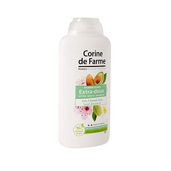 Corine de Farme, Shampooing Extra-Doux, Huile dAmande Douce, 100% Fabriqué en France, 500ml, Pour toute la Famille, Formulat