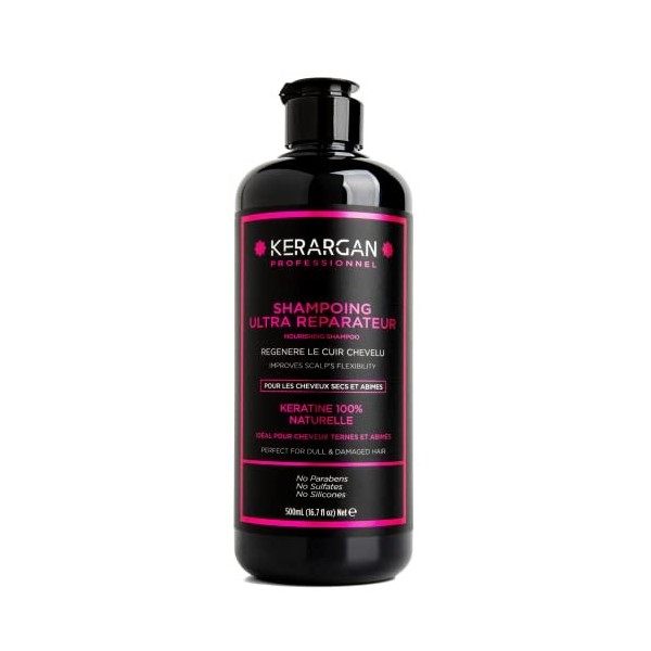 Kerargan - Shampoing à la Kératine et Huile d’Argan pour fortifier et protéger vos cheveux - Cheveu sec - Sans Sulfate, Parab