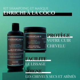 Kerargan - Shampoing et Masque à l’Huile de Coco et d’Argan pour Nourrir et Hydrater - Cheveux Secs - Sans Sulfate, Paraben, 