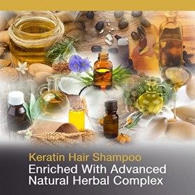 Vitamins Shampooing Kératine Cheveux Secs Abimés - Shampoing Protecteur à Biotine, Collagène, Huile Coco, Castor Oil et Jojob