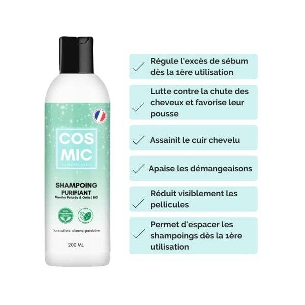 Shampoing Purifiant & Apaisant, Anti Chute 99.2% Naturel - Cheveux Gras, Cuir Chevelu Pelliculeux et/ou avec Démangeaisons - 