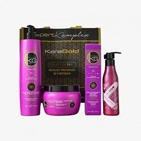 KERAGOLD PRO - Pack Ultime Expert Liss XL - Sans Sulfates à La Keratine & Protéine de soie shampoing 500ml + masque 500ml + s