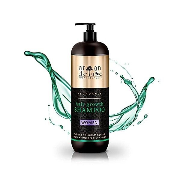 Shampooing croissance Argan Deluxe – Soins capillaires – Shampooing anti-chute pour des cheveux forts et plus de volume – Sha