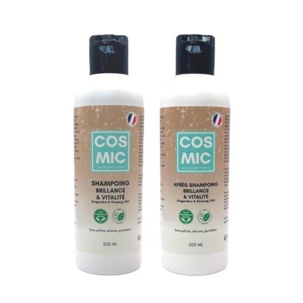 Duo Shampoing+Après-shampoing Naturels Fortifiant Brillance - Gingembre+Ginseng BIO - Anti Chute et cheveux clairsemés, Stimu