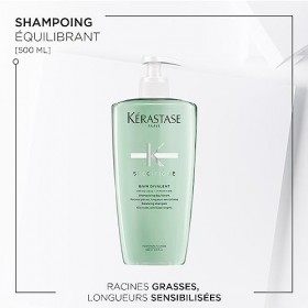 Kérastase, Spécifique, Shampoing Crème Équilibrant, Pour Racines Grasses & Longueurs Sensibilisées, Bain Divalent, 500 ml