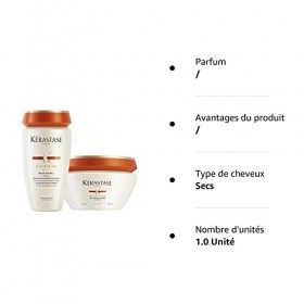 Kérastase Bain Satin nutritif, 1 250 ml + Masquintense nutritif pour cheveux fins, secs et sensibilisés, 200 ml