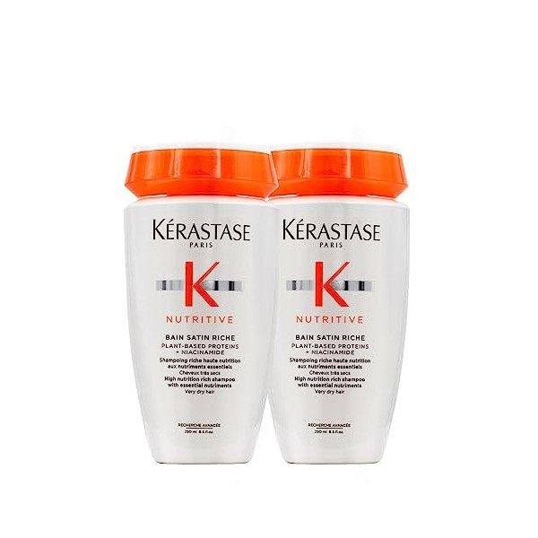 Kerastase Nutritive-Bain Satin 2-Shampoing pour cheveux secs/sensibilisés, 250 ml lot de 2 