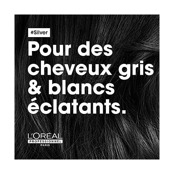 LOréal Professionnel, Shampoing Neutralisant & Raviveur dÉclat pour Cheveux Gris ou Blancs, Silver, SERIE EXPERT, 500 ml