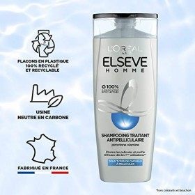 LOréal Paris Elseve Homme Shampooing Traitant Antipelliculaire Homme pour Cheveux Normaux à Pellicules 1 Unité