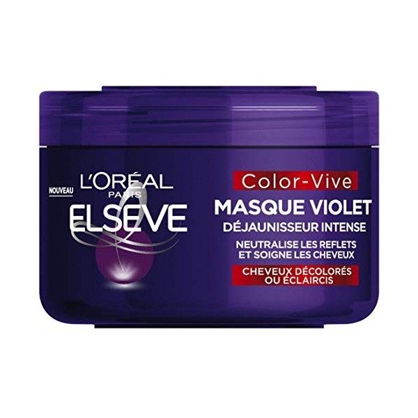 LOréal Paris - Elseve Color-Vive - Masque Violet Déjaunisseur Intense pour Cheveux Décolorés/Eclaircis 250ml & Elseve Shampo