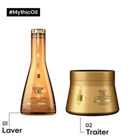 LOréal Professionnel | Duo Mythic Oil pour Cheveux Fins et Secs - Shampoing Nutritif + Masque Nourrissant, 250ml + 250ml