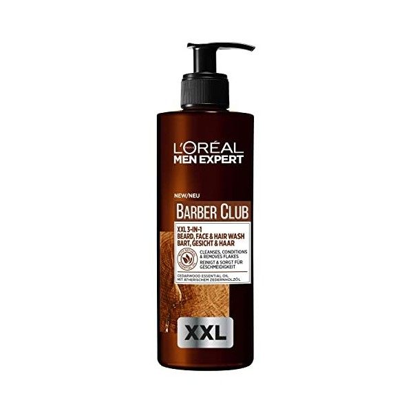 LOréal Men Expert Shampooing à barbe pour homme - XXL - Pour barbe, visage et cheveux - Apaisant et nourrissant grâce à lhu