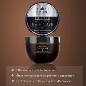 Masque capillaire Silver Argan Deluxe – Anti-jaunissement pour une couleur éclatante –Ton argenté élégant – Avec de l’huile d