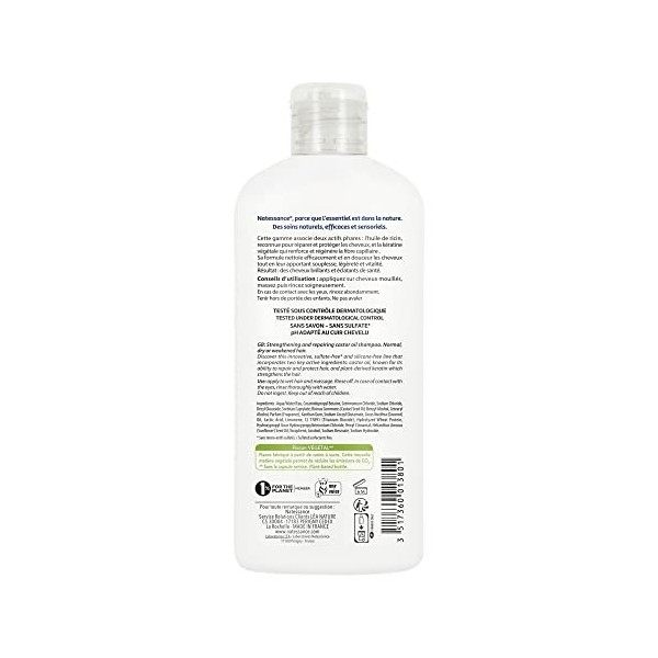 Natessance - Shampooing Réparateur Fortifiant - Ricin & Kératine Végétale - Flacon de 250 ml