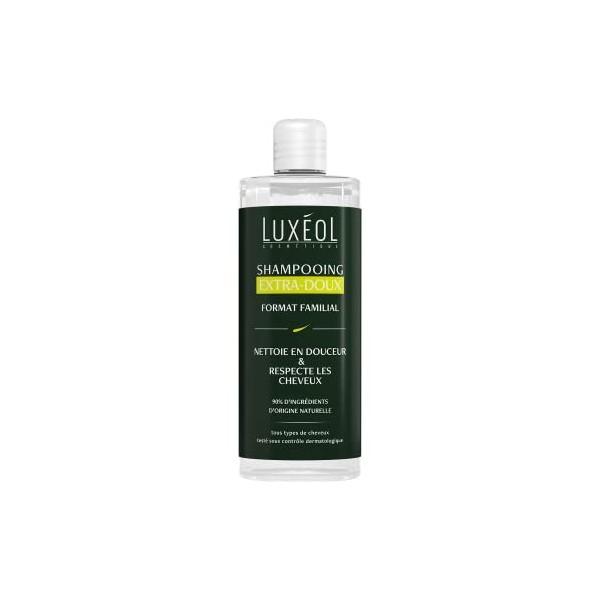 Luxéol – Shampooing Extra-Doux Format Familial – Nettoie en Douceur & Respecte les Cheveux – Made in France – 400 ml