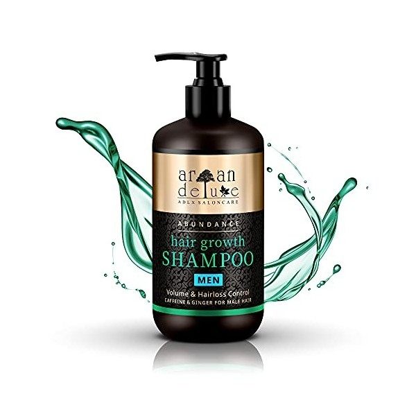 Shampooing croissance Argan Deluxe – Soins capillaires – Shampooing anti-chute pour des cheveux forts et plus de volume – Sha