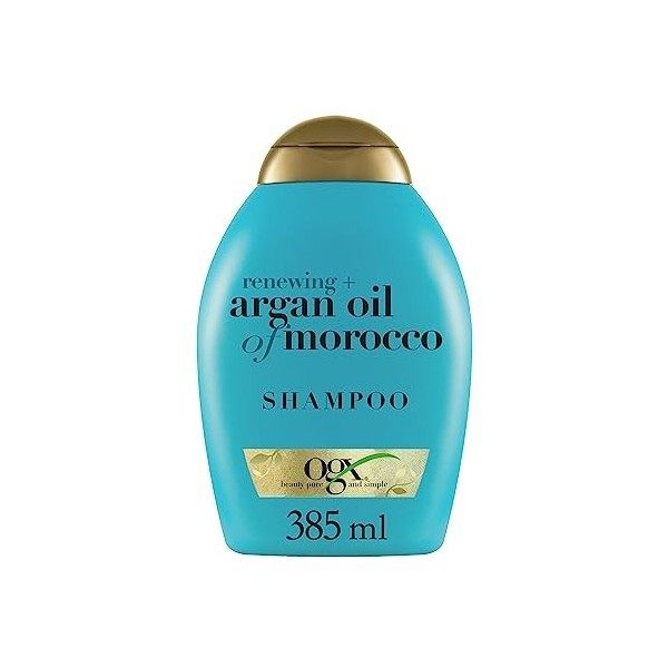 OGX Shampooing régénérant, huile dargan marocaine, pour cheveux secs et abîmés 385 ml lemballage peut varier 