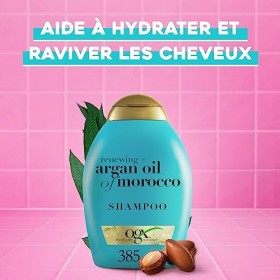 OGX Shampooing régénérant, huile dargan marocaine, pour cheveux secs et abîmés 385 ml lemballage peut varier 