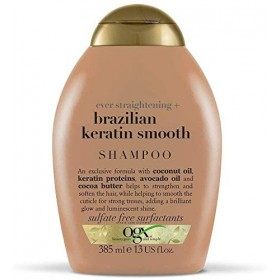 ogx® anciennement Organix Ever Straight Brazilian Keratin Smooth Shampoo 385 ml + Spray de rinçage 385 ml – pour un style p