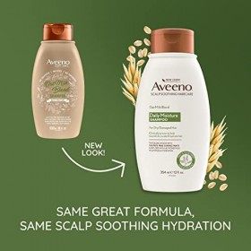 Aveeno Shampoing apaisant au lait davoine pour une hydratation quotidienne et une nutrition légère, sans sulfate, sans color