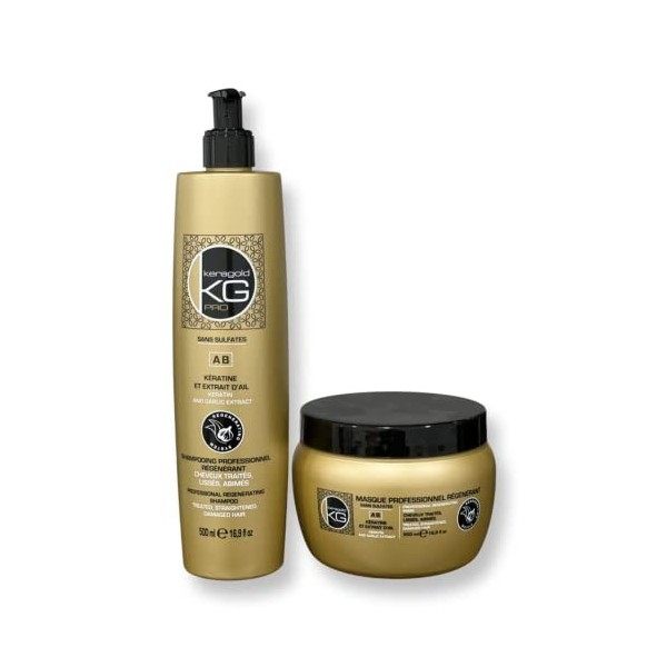 KERAGOLD - OFFRE DUO - SHAMPOING 500ML + MASQUE 500ML DUO KERAGOLD AB - KERATINE + AIL 