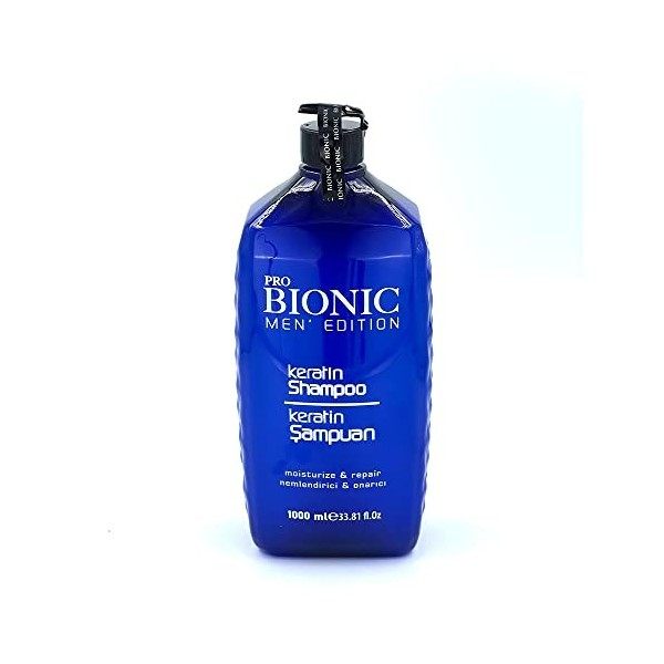 Pro Bionic - Shampoing à la kératine, édition homme, soin de la racine à la pointe, shampooing réparateur hydratant 1000 ml -