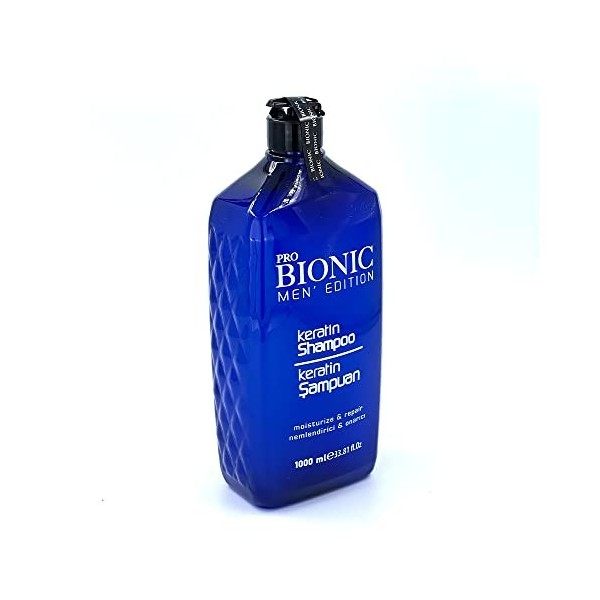 Pro Bionic - Shampoing à la kératine, édition homme, soin de la racine à la pointe, shampooing réparateur hydratant 1000 ml -