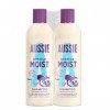 Aussie Miracle Moist Shampoing Hydratant Pour Les Cheveux Secs Et Abîmés, 2x300 ml