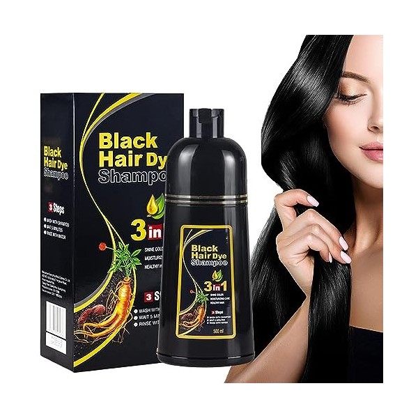 Shampoing instantané pour cheveux noirs Shampoing colorant pour cheveux gris,Shampoing colorant naturel pour cheveux noirs 3 