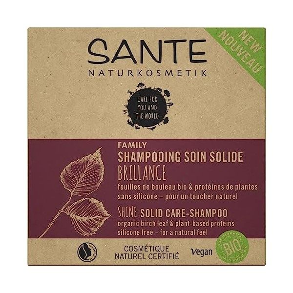 Santé Naturkosmetic Shampooing Soin Solide Brillance Feuilles de Bouleau & Protéines Végétales 60g