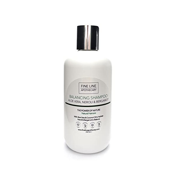 99% Naturel SHAMPOING ÉQUILIBRANT - ALOE VERA, NEROLI & BERGAMOTE - 250 ml - par Fine Line Apothecary - Sans Sulfates, Sans P