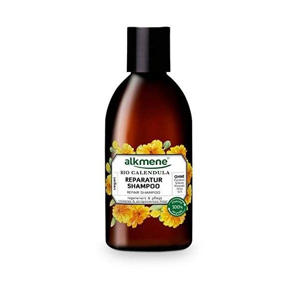 alkmene Shampooing réparateur au calendula bio - shampooings cheveux secs et abîmés - shampoing végétal sans silicone, parabè