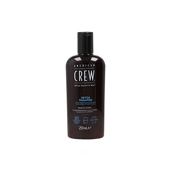 AMERICAN CREW DETOX SHAMPOO Shampoing detox purifiant et exfoliant, shampoing cheveux homme vegan sans silicone 250ml