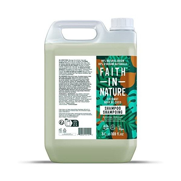 Shampooing Naturel à la Noix de Coco Faith in Nature, Hydratant, Vegan & Cruelty Free, Sans parabènes & SLES, Pour cheveux no