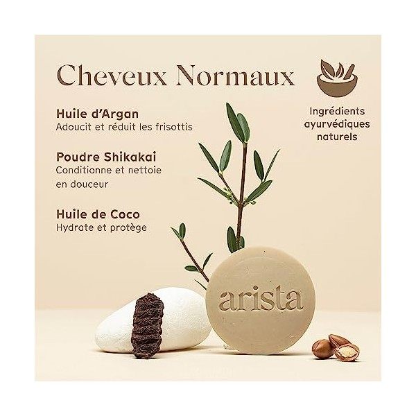 Arista Shampoing Solide Cheveux Normaux | Shampoing Solide Shikakai & Huile dArgan | Shampoing Sans Sulfate Sans Silicone Sa
