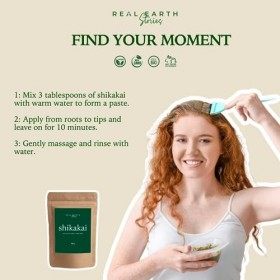 Real Earth Stories Poudre de Shikakai naturelle, pure et Bio pour des cheveux doux et brillants : shampoing naturel et hydrat