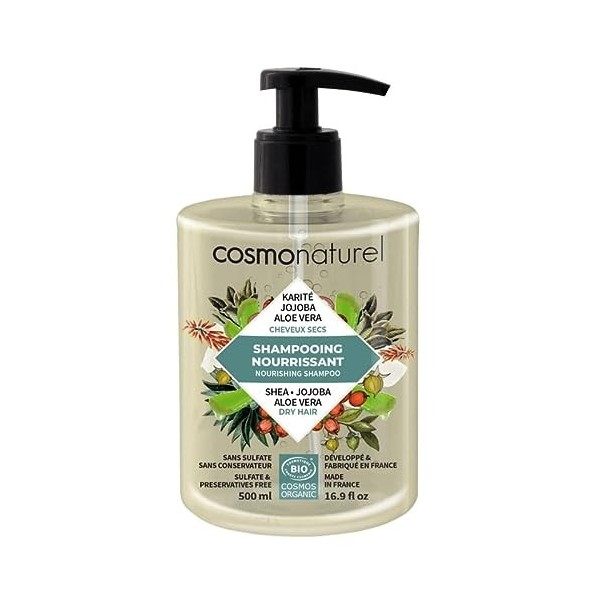 COSMO NATUREL Shampooing cheveux secs karité, jojoba & aloe 500Ml Bio -