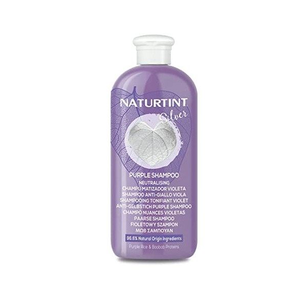 Naturtint. Shampooing tonifiant violet. | Élimine les tons jaunâtres et cuivrés indésirables des cheveux blonds, blancs et dé
