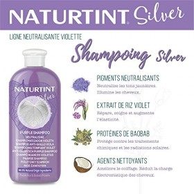 Naturtint. Shampooing tonifiant violet. | Élimine les tons jaunâtres et cuivrés indésirables des cheveux blonds, blancs et dé