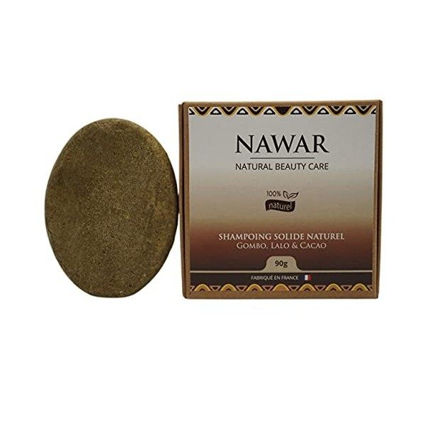 Shampoing solide Naturel artisanal - NAWAR- Gombo Lalo Cacao 90g dêmelant boucles définies nourrissant cheveux bouclés et fri