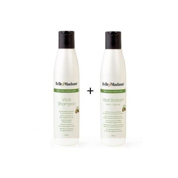 Belle Madame - Lot de 200 ml de shampoing et 200 ml d’après-shampoing pour cheveux naturels, perruques de cheveux naturels et