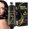 Shampooing De Coloration Instantanée 3 En 1 Noir Pour Cheveux Gris, Shampooing De Teinture Cheveux Noirs 3 En 1, 3 En 1, Tein