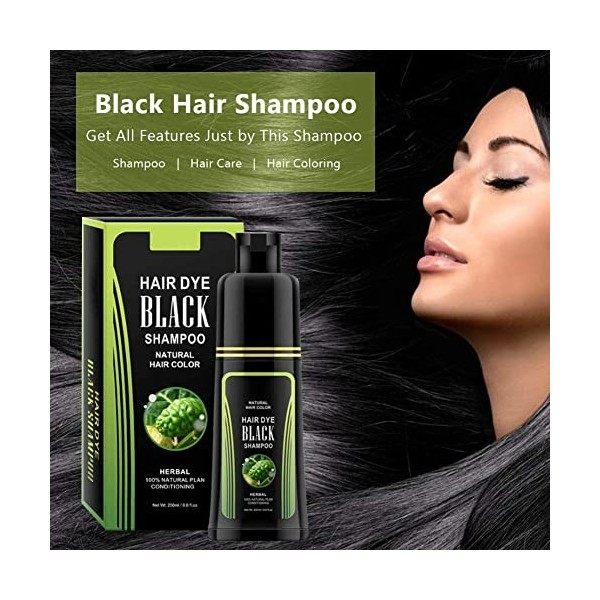 Shampooing naturel pour cheveux noirs, 250 ml de shampooing de coloration de cheveux de colorant dépilation blanc pour homme