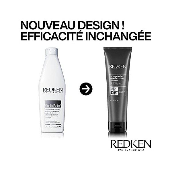 Redken, Shampoing Antipelliculaire Hydratant & Apaisant pour Cheveux Secs & Cuir Chevelu Sensible, Scalp Relief Dandruff Cont